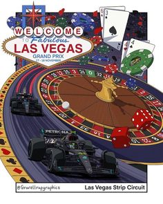 the las vegas strip circuit is depicted in this poster for an upcoming casino game,