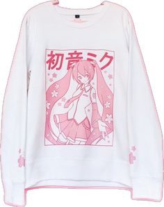 Kawaii Hoodie For Spring Streetwear, Kawaii Hooded Top For Spring, Kawaii White Hoodie For Spring, White Hooded Kawaii Top, Kawaii Streetwear Hoodie, White Kawaii Hoodie With Cartoon Print, Kawaii Anime Print Cotton Hoodie, Pink Harajuku Style Cotton Hoodie, Pink Cotton Harajuku Style Hoodie