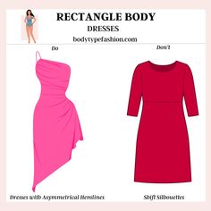 Best Dress Styles for the Rectangle Body Shape How To Dress For Your Body Type Rectangle, Body Shape Outfits, Inverted Triangle Body Shape, Triangle Body Shape