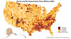 the us map shows that no car and no supermarket store with a mile in each state