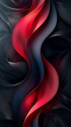 an abstract black and red background with wavy lines