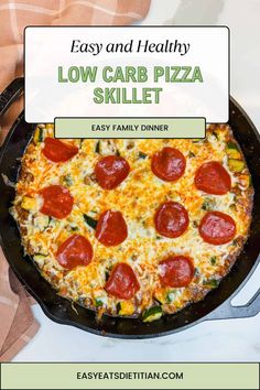 the easy and healthy low carb pizza skillet is ready to be eaten in less than 10 minutes