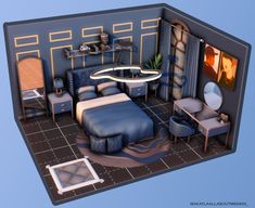 Sims 4 Blue Bedroom, Sims 4 Interior Design Ideas Bedroom, Sims 4 Aesthetic Bedroom, Sims 4 Teen Boy Room, The Sims 4 Bedroom Ideas, Room Ideas Couples, Modern Luxe Bedroom, Sims 4 Room Ideas Bedrooms, Sims Bedroom Ideas