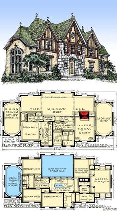 two story house plans with large windows and lots of space for the living room to sit in