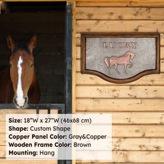 Copper Horse Name Plate for Stables - Natuross Horse Name Plates, Copper Artwork, Ranch Sign, Farm Ranch, Horse Names, Tabletop Signs, Decorative Wall Plaques, Horse Wall, Wall Candle Holders