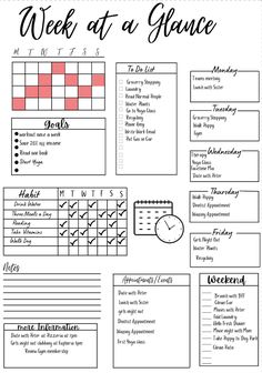 a printable week at a glance calendar