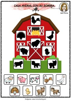 the farm animals and their names are shown in this worksheet for children to learn