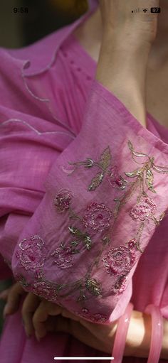 Designed Outfits, Silk Kurtas, Suit Styles, Beige And Pink, Embroidery Dresses, Colour Combinations Fashion, Churidar Designs, Machine Work, Suit Pattern