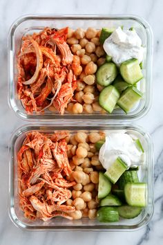 two plastic containers filled with different types of food