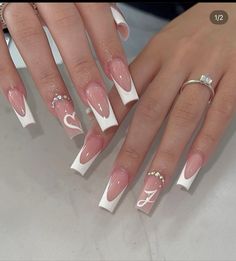 Coffin French Tips, Coffin French, Hoco Nails, Spring Nail Designs, Square Neck Long Sleeve