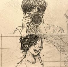 a drawing of two people taking pictures with their cell phones and one person holding up a camera