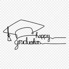 a graduation cap with the words happy gradulation in black ink on a transparent background