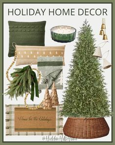 holiday home decor is featured in this postcard