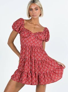 Mini Dress Red, Summer Day Dresses, Red Mini Dress