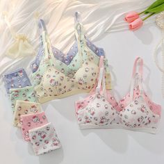 #ad Great shopping ideas for 2024 Hello Kitty Cute Comfortable Gathering Breathable Non-Steel Ring Bra Set, Fashion Bra Cute Lingere, Hello Kitty Cute, Cute Bras, Bra Brands, Kawaii Cartoon, Comfortable Bras, Bra Panty, Bras And Panties, Small Chest