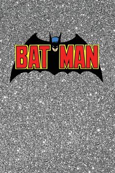 the batman logo is shown in red and yellow on a gray background with black lettering