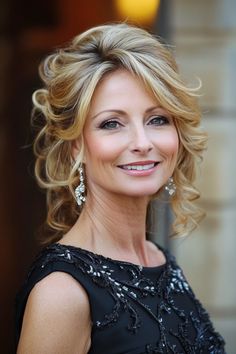 47 Timeless Mother of Groom Hairstyles for the Modern Woman Up Hairstyles For Short Hair, Mom Wedding Hair, Long Hair Over 50, Hair Ideas For Wedding, Bride Hair Styles, Elegant Curls, Different Hair Lengths, Mother Of The Bride Hairstyles, Mother Of The Groom Hairstyles