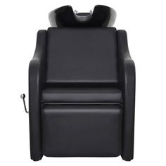 a black reclining chair with the seat up