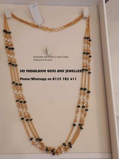 Maha Laxmi, Black Beads Mangalsutra Design, Gold Mangalsutra Designs, Beautiful Gold Necklaces, Handmade Gold Jewellery, Pearl Necklace Designs, Gold Mangalsutra, Headpiece Jewelry