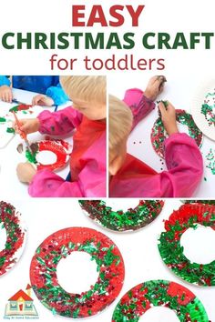 christmas crafts for toddlers that are easy and fun to make with paper plates, yarn, and glue