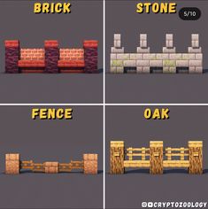 four different types of bricks and fences