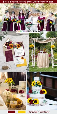 a collage of photos with sunflowers and flowers on the top, in different colors