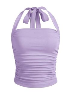 Lavender Tops, Womens Halter Tops, Top Shein, Top Halter, Purple Tank, Women Tank Tops, Purple Top, Sleeveless Crop Top