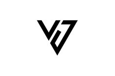 the letter v is made up of two letters, one in black and white with an arrow