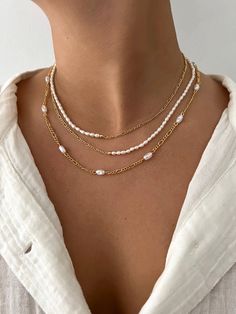 17 inch necklace Sold as one strand Trendy Necklaces Jewelry Trends, Pearl Necklace Ideas, Wire Bead Necklace, Gold Chain Pearl Necklace, Pearl Necklace Diy, Wire Jewellery, Pearl Necklace Designs, Freshwater Pearl Jewelry, Trending Necklaces