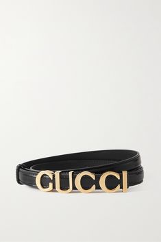 Threaded with gold-tone letters spelling out the label's moniker, Gucci's belt is a great gift for fans of the Italian house. It's made from soft leather and has a slim shape. White Belts, Italian House, White Belt, Gucci Accessories, Gucci Belt, Black Belt, Net A Porter, Leather Belt, Women Collection