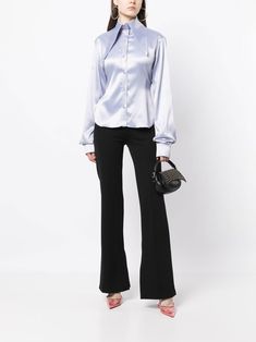 16Arlington Ione oversize-collar Shirt - Farfetch Elegant Purple Tops With Spread Collar, Chic Purple Shirt For Office, Chic Formal Purple Shirt, Elegant Purple Shirt For Workwear, Elegant Purple Shirt For Office, Elegant Purple Office Shirt, Oversize Collar, Lavender Purple, Collar Shirt