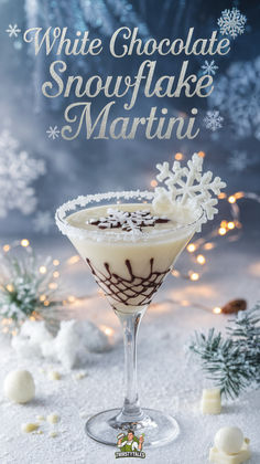 "Indulge in the festive spirit with our White Chocolate Snowflake Martini  Cocktail Recipe! This delightful drink combines creamy white chocolate  liqueur with a hint of mint, making it a perfect après ski cocktail. Ideal  for holiday gatherings, this cocktail is not only delicious but also  visually stunning. Explore more white chocolate cocktails like the White  Chocolate Espresso Martini and Mint Chocolate Chip Martini. Cheers to winter bliss!" Winter White Martini, Melted Snowman Martini, Chocolate Candy Cane Martini, Godiva White Chocolate Liquor Recipes, Chocolate Mint Martini, Apres Ski Cocktails, Sweet Winter Cocktails, White Chocolate Cocktails, New Years Martini