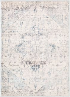 an area rug with blue and white colors