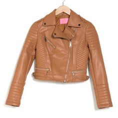 Azalea Wang Caramel Cropped Faux Leather Moto Jacket. Super Cute And Timeless, Brand New In Perfect Condition W Tags Still On. Fits An Xs-S Best. Brown Leather Jacket With Zipper For Fall, Brown Faux Leather Biker Jacket For Winter, Chic Brown Biker Jacket For Work, Trendy Brown Fitted Leather Jacket, Trendy Fitted Brown Leather Jacket, Chic Brown Leather Biker Jacket, Beige Leather Biker Jacket For Fall, Fitted Brown Faux Leather Outerwear, Trendy Brown Biker Jacket With Zipper