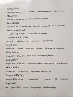 the menu for jimmy buffet's restaurant in new york city