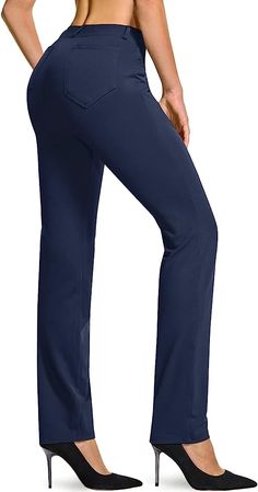 Amazon.com: TSLA Women's 29/31 Inches Yoga & Dress Pants, Office Business Casual Work Slacks, Stretch Straight Leg Pants with 4 Pockets, Slacks Petite Olive, X-Small : Clothing, Shoes & Jewelry Yoga Dress Pants, Work Slacks, Office Business Casual, Yoga Dress, Business Casual Work, Bootcut Pants, Dress Slacks, Running Workout, Office Business