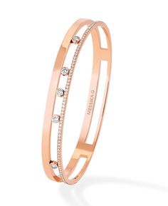 Messika bracelet Move Romane avec diamants en mouvement Bangle With Diamonds, Rose Gold Diamond Bracelet, Aurelie Bidermann, The Bangles, Bracelets Design, Rose Gold Bangle, Yellow Gold Bangle, Diamond Bangles Bracelet