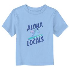 Ohana means family, and family means no tee gets left behind! Find the perfect style for your little one with this officially licensed Toddlers' Disney Lilo & Stitch Aloha Locals Surfer Graphic T-Shirt! This fun design features an illustrated print of Stitch looking cool on a surfboard and the words "Aloha Local" in distressed blue lettering across the front. Celebrate a certain alien, otherwise known as Experiment 626 with new fabulous apparel from the incredible movie! Experiment 626, Ohana Means Family, Movies Outfit, Sleeve Packaging, Lilo Stitch, Graphic Tee Design, Disney Lilo, Couple T-shirt, Toddler Boy Outfits