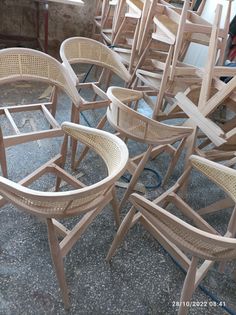 many chairs are lined up in rows on the floor and ready to be placed together