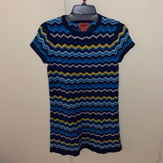 Worn Once. Still Basically Brand New. Knitted Material Blue Knitted Sweater Dress, Casual Multicolor Knit Sweater Dress, Fitted Multicolor Casual Sweater Dress, Fitted Blue Knitted Dress, Casual Blue Knit Dress, Blue Stretch Knit Dress, Casual Blue Sweater Dress For Spring, Blue Knit Mini Dress, Multicolor Knit Stretch Dress