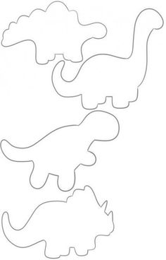 three dinosaurs cut out to look like they are in the shape of an elephant and a dinosaur