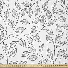 a black and white drawing of leaves