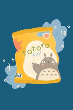 an illustration of a bag of totoro with a small animal on it's back