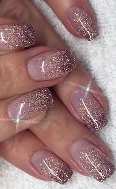 Natural Nail Art, Nails With Glitter, Nails Ombre, Dip Nails, Nail Art Ombre, Nails Glitter, Glitter Nail Art