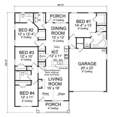 the floor plan for a two story house with 3 bedroom and 2 bathroom areas, including an attached garage