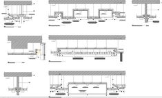 some drawings of different sections of a building