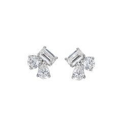 Diamond Cluster Earrings, Expensive Jewelry, Diamond Stud Earrings, Big Earrings, Cluster Earrings, Diamond Stud, Emerald Cut Diamonds, Diamond Fashion, Gorgeous Jewelry