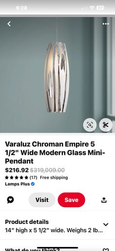 an advertisement for a modern glass mini - chandelier on the app store's website