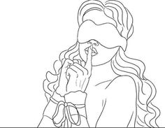 a line drawing of a woman with long hair holding a cell phone to her ear