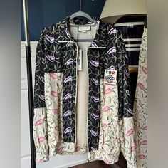 Brand: Gucci Size: Large Color: Black W/ Embroidery Condition: New With Tags (Pristine) Material Waterproof Nylon Gucci Black Spring Outerwear, Luxury Long Sleeve Outerwear With Floral Embroidery, Gucci Spring Long Sleeve Outerwear, Gucci Long Sleeve Spring Outerwear, Gucci Jackets, Gucci Hoodie, Gucci Denim, Gucci Suit, Tiger Hoodie